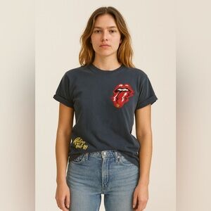 Survival Worn In Rolling Stones “Rolling Tour ’89” Black Tee – Size Small